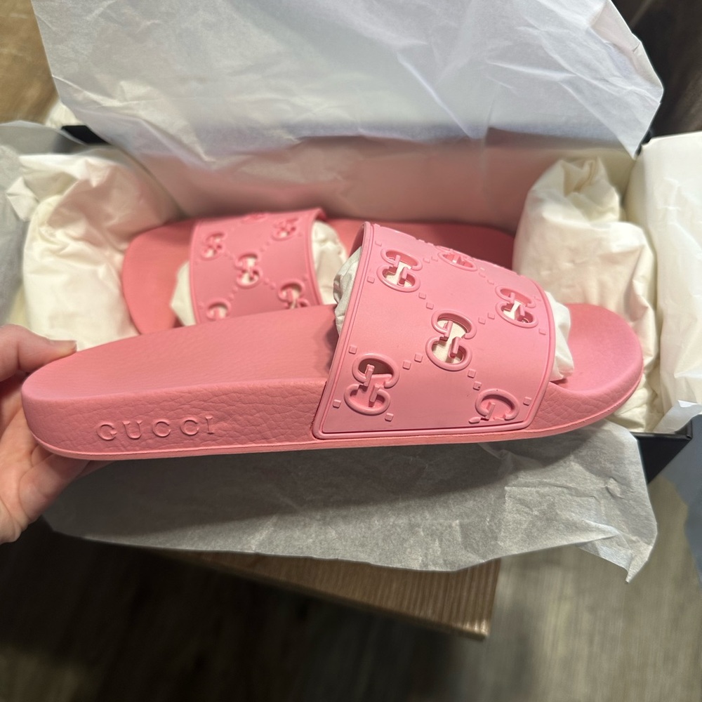 Gucci Pink Slide Sandals